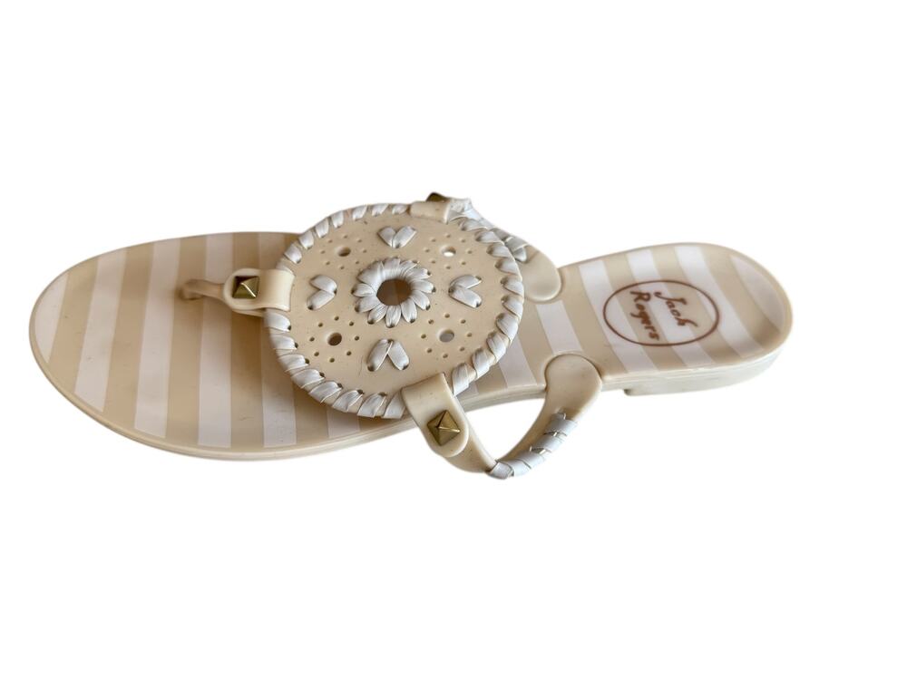 Jack Rogers Georgica Jelly Shoes Sandals White Beige 7